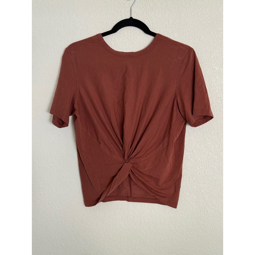 Lululemon Crescent T Shirt Smoky Red Front Knot Short Sleeve Yoga Top